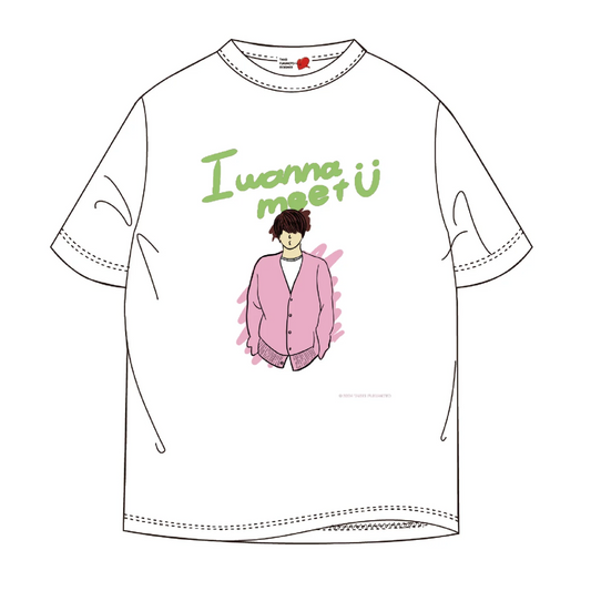 「I wanna meet U」プリントTシャツ (ホワイト)
